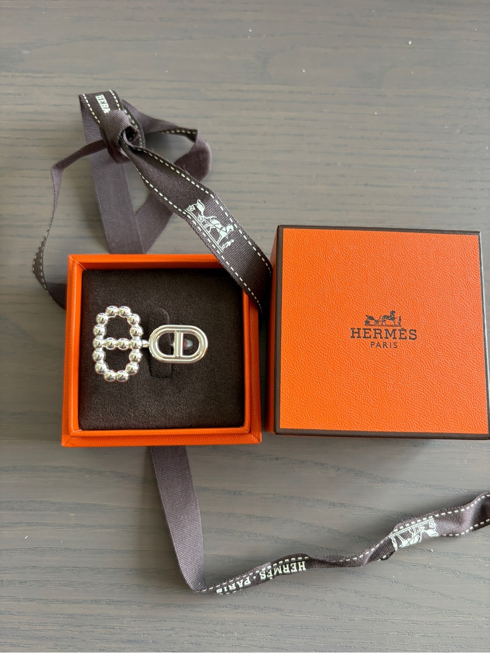 Hermès Silver Ring- Size 56
